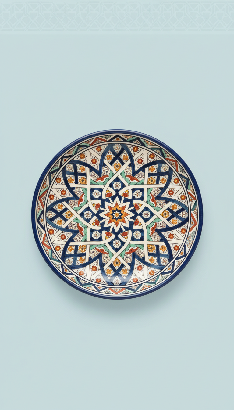 Moroccan ceramic patterned serving tray