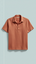 Linen-cotton men’s shirt in terracotta